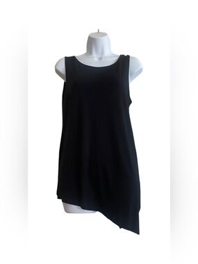 Eileen Fisher Sleeveless Asymmetrical Black Tunic Top
